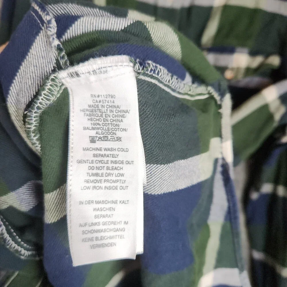 True Religion Shirt Dress Womens Large Green Plaid Flannel Button Down Tie Front - Picture 10 of 10